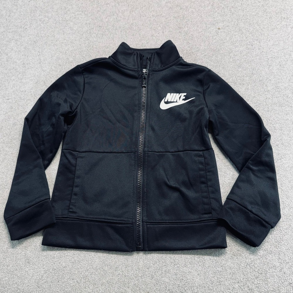 Nike Track Jacket Kids Size 3T Black Full Zip Mock Neck Futura Logo Activewear